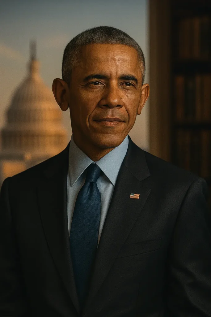 Barack Obama portrait with soft dramatic lighting — former U.S. President and Nobel Peace Prize laureate featured in Profilia biographies collection, iconic leadership image for the biography page.