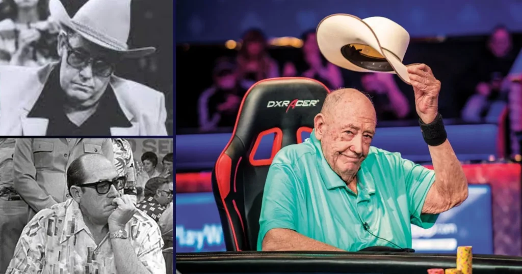 Doyle Brunson portrait at poker table — legendary Texas Hold’em pioneer and author of Super/System, featured in Profilora biographies collection.
